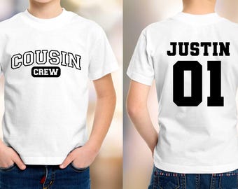 Personalized Cousin Shirts, Custom Name and Number Matching Family Tees, Cousin Crew T-Shirts, Kids Group Outfit Gift Idea,Kids Name and Age
