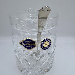 Vintage Royal Brierley Cut Crystal Jam Jar with Lid – English Preserve Pot 1980s