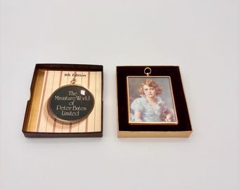 Vintage Peter Bates Miniature Portrait Queen Elizabeth II Princess Elizabeth of York Boxed Royal Collectible