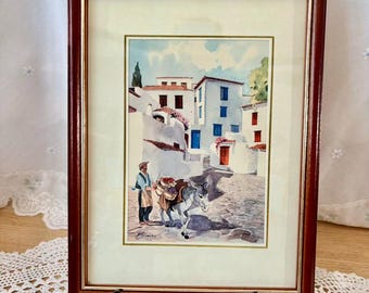 S Simitis Watercolor Painting 20th Century Greek Art Framed Landscape 25cm