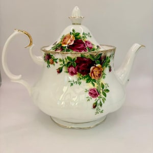 Théière Royal Albert Old Country Roses, grande porcelaine vintage des années 1960