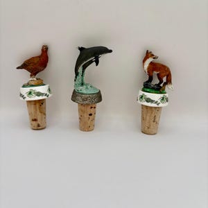 Set of 3 Vintage Collectible Figural Stoppers for Bottles or Decanters
