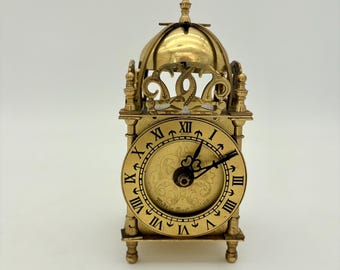 Vintage Smiths Brass Lantern Clock with Junghans Quartz Movement – Made in Britain