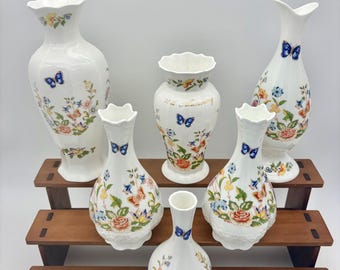 Aynsley Cottage Garden Bone China Bud Vases Set: English Floral Home Decor