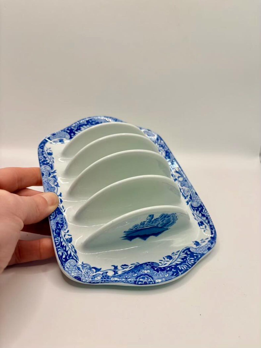 Spode Racking Vintage Spode Blue Italian Four Division Toast Rack W18.5cm, England ...