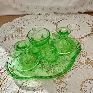 Glass Dressing Table Set Green - Etsy