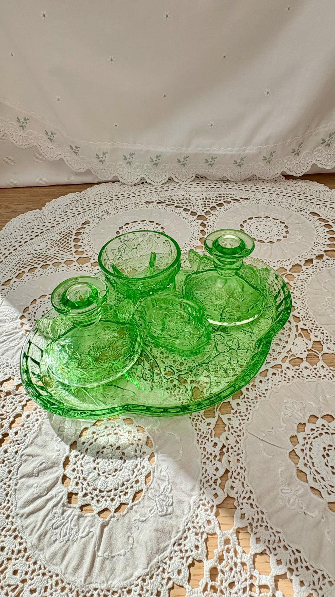 Glass Dressing Table Set Green - Etsy Glass Dressing Table Set Green - Etsy