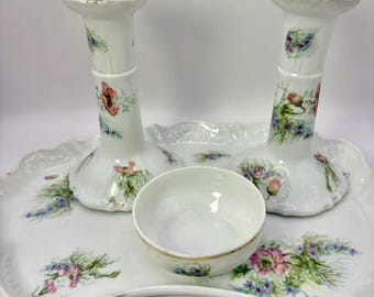 Antique G.D. & C Limoges porcelain vanity set - made in France