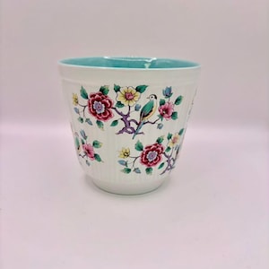 James Kent Old Foley Chinese Rose Planter Turquoise Interior 1960s