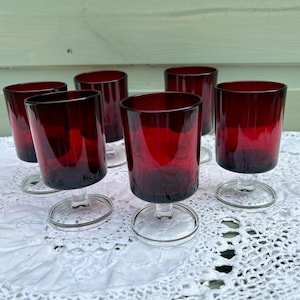 Set of 6 Ruby Red Luminarc Glasses – Vintage French Wineware
