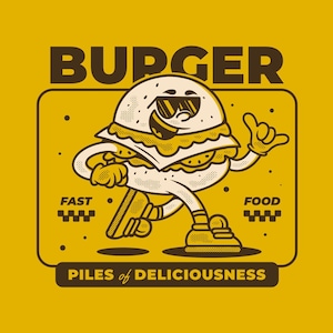Running burger mascot character