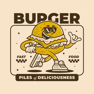 Running burger mascot character