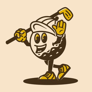 Golf ball character with high five