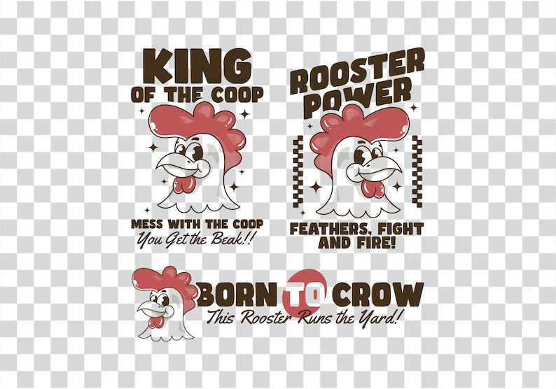 Vintage Rooster Cartoon Design Bundle (digital) - Etsy