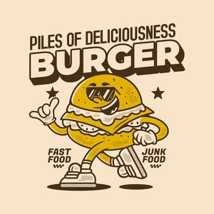 Running burger mascot character