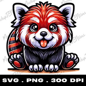 Panda rojo SVG, gráfico de panda rojo, imágenes prediseñadas de panda rojo PNG, imágenes prediseñadas de panda rojo, vector de panda rojo, gráficos vectoriales de animales, descarga instantánea