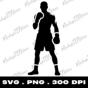 Silueta de boxeo, SVG de boxeo, gráfico de boxeo, clipart PNG de boxeo, clipart de boxeo, vector de boxeo, gráfico vectorial, boxeo, descarga instantánea