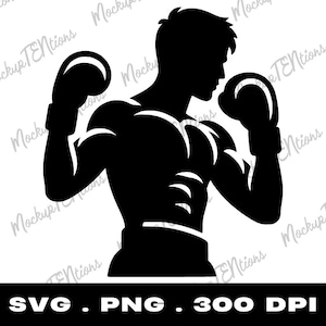 Silueta de boxeo, SVG de boxeo, gráfico de boxeo, clipart PNG de boxeo, clipart de boxeo, vector de boxeo, gráfico vectorial, boxeo, descarga instantánea