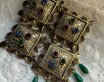 Vintage Sarah Coventry Temple of Lights Articulated Diamond Shapes Rhinestone Accents