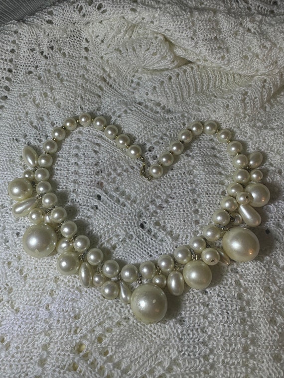 Vintage Marvella Faux Pearl Drops Necklace costume