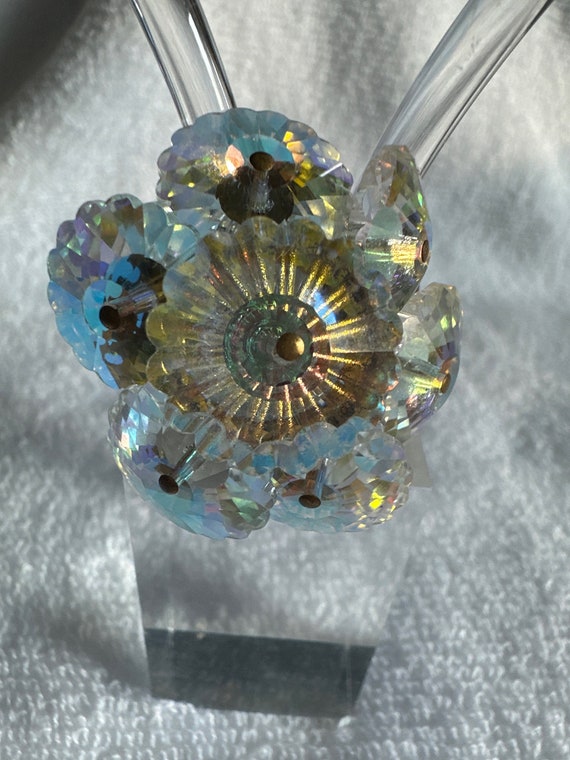 Vintage Rivoli Crystal Cluster Flower Brooch Pin … - image 1