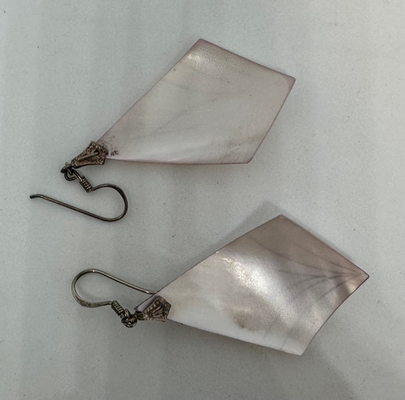 Artisan Etched Shell Diamond Shape Drop Earrings … - image 6