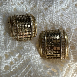 Vintage Whiting And Davis Signed Mesh Earrings With Rhinestones clip on jewelry jewellery image 10