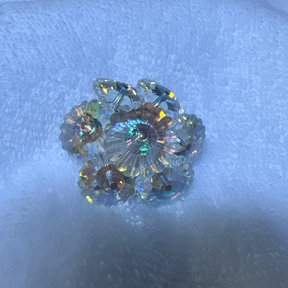 Vintage Rivoli Crystal Cluster Flower Brooch Pin … - image 3