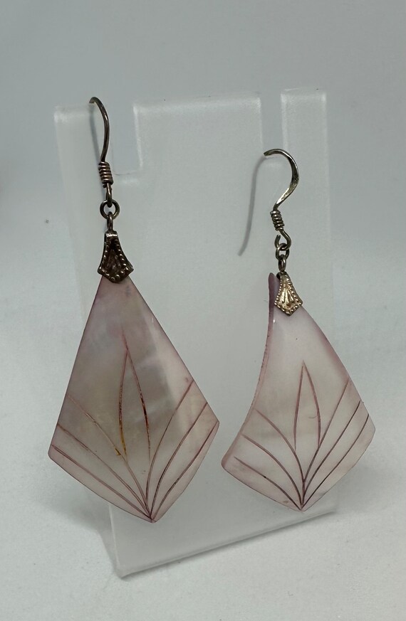 Artisan Etched Shell Diamond Shape Drop Earrings … - image 7