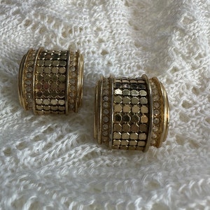 Vintage Whiting And Davis Signed Mesh Earrings With Rhinestones clip on jewelry jewellery image 8