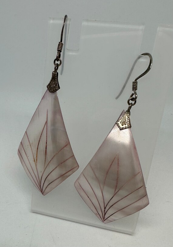 Artisan Etched Shell Diamond Shape Drop Earrings … - image 8