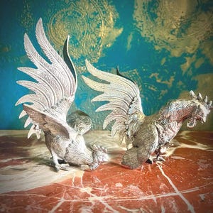 Vintage Italian Silver Plated Cockerels-Pair of Decorative Rooster Figures-Farmhouse Decor Mid Century Silver Roosters-Free EU Shipping