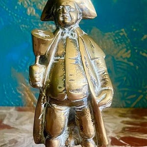 Vintage massief messing soldaatbeeldje-Napoleontisch-stijl militair verzamelobject/20 cm 2,3 kg/-Vaderdagcadeau-gratis verzending naar Europa