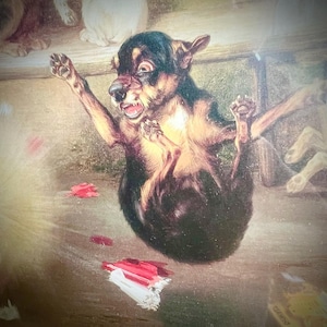 Stampa vintage incorniciata - "The Christmas Cracker" di W.H.Trood (1840-1899) - Incorniciata in Irlanda da Liffey Craft - Decorazione murale con motivo di cani stravaganti
