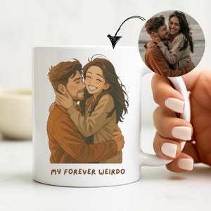 Custom Ghibli Style Photo Mug, Personalized Anime Portrait Coffee Cup, Cartoon Drawing Gift for Couple, Customizable Art From Picture Text