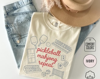 Comfort Colors Pickleball Mahjong Shirt Funny Pickleball Tee Mahjong Lover Graphic Tshirt Game Night Gift