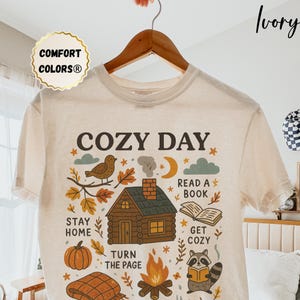 Cozy Reading Shirt Fall Book Lover Tee Autumn Gift for Reader, Bookish Shirt for Librarian, Thanksgiving Bookworm Gift Halloween Book Club