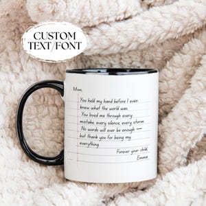 Handwritten Mug Personalized Thank You Note Custom Text Coffee Cup Personal Message Gift Love Letter Mug for Mom, Husband, Anniversary, Wife