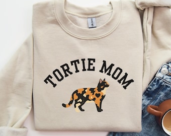Tortoiseshell Sweatshirt, Tortie Cat Mom Crewneck, Cat Lover Gift, Minimalist Aesthetic Sweater