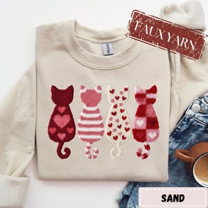 Cats Valentine Sweatshirt, Cat Mom Valentine's Day Pullover for Women, Galentine Day Gift for Cat Lovers