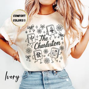 Mahjong Shirt Comfort Colors ®, The Charleston Tee, Mahjong Dance TShirt, Mah Jong Outfit, Funny Domino Player Gift, Coquette Bow Game Day