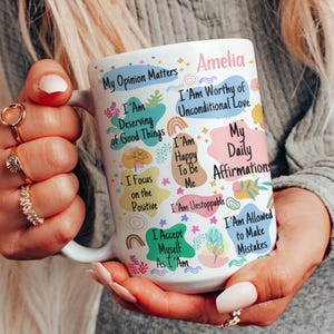 Tasse personnalisée santé mentale, tasse citations positives, cadeau motivant, tasse affirmation quotidienne, tasse soins personnels, amour de soi, tasse rappels quotidiens