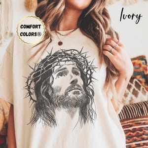 Jesus Christ Shirt Vintage Christian Apparel for Church Unisex Comfort Colors Shirt God Retro Graphic Tee Religious 90s Shirt Jesus Portrait