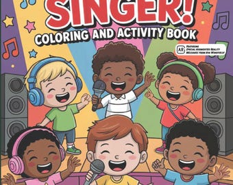 May include: A colorful children's coloring and activity book titled "I Want to Be a Singer!" featuring cartoon illustrations of children singing with microphones and wearing headphones. The cover includes the text "Coloring and Activity Book" and "When I Grow Up Series."