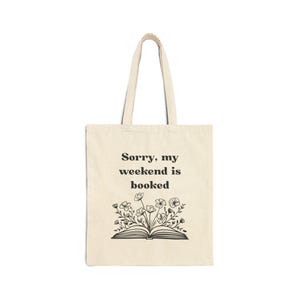 Wochenendpläne Buchliebhaber-Tasche - Baumwollleinentasche, umweltfreundliche Buchtasche, literarisches Geschenk, Einkaufstasche, Bibliothekstasche