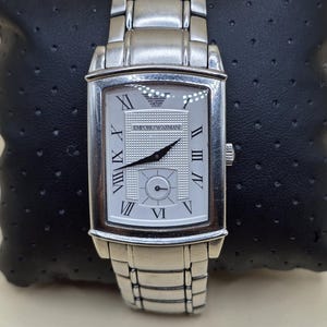 Emporio Armani AR-0243 Quartz Analog Watch Silver Tone Used