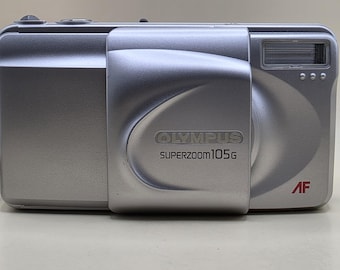 Fotocamera OLYMPUS SUPER ZOOM 105G Point & Shoot da 35 mm testata e funzionante