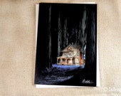 SALE - Halloween Greeting Card - Redwoods Victorian House Illustration