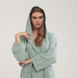 Cotton4 Layer Muslin Kimono, Soft Kimono Robe. Soft Absorbent Gauze Bathrobe, Summer Kimono. Robes for women, Soft Bathrobe