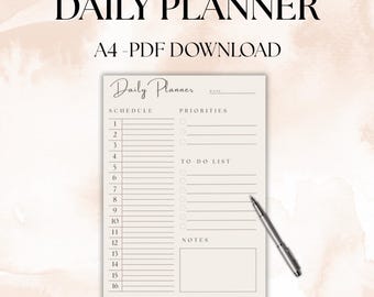 Boho Tagesplaner: Minimalistisch Beige, A4 + Tablet (PDF)